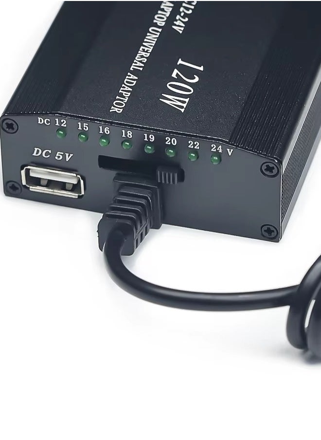Generic - Adjustable Car Power Supply 120W 220v 110v to 12V 15V 16V 18V 19V 20V 22V 24V Car Charger Universal AC DC Power Adapter Supply Usb Notebook Car ECU Programming ECM Backup - Image 1