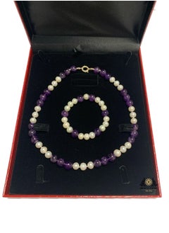 Woman Bracelet and Necklace Set Handmade of Natural 10mm Pearls, Amethysts and A 925 Silver Clasp - pzsku/Z73A1D85BEAB3EB34D5F3Z/45/_/1635935965/80c3cee1-18d7-4849-8317-1b5d903bd224