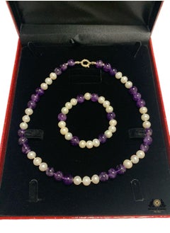 Woman Bracelet and Necklace Set Handmade of Natural 10mm Pearls, Amethysts and A 925 Silver Clasp - pzsku/Z73A1D85BEAB3EB34D5F3Z/45/_/1635935965/e4b8dafa-2c0f-4935-9f80-19d8d659f686