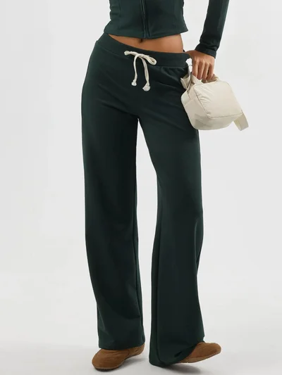 بوسيم بنطلون رياضي مستقيم بخصر مطاطي ورباط