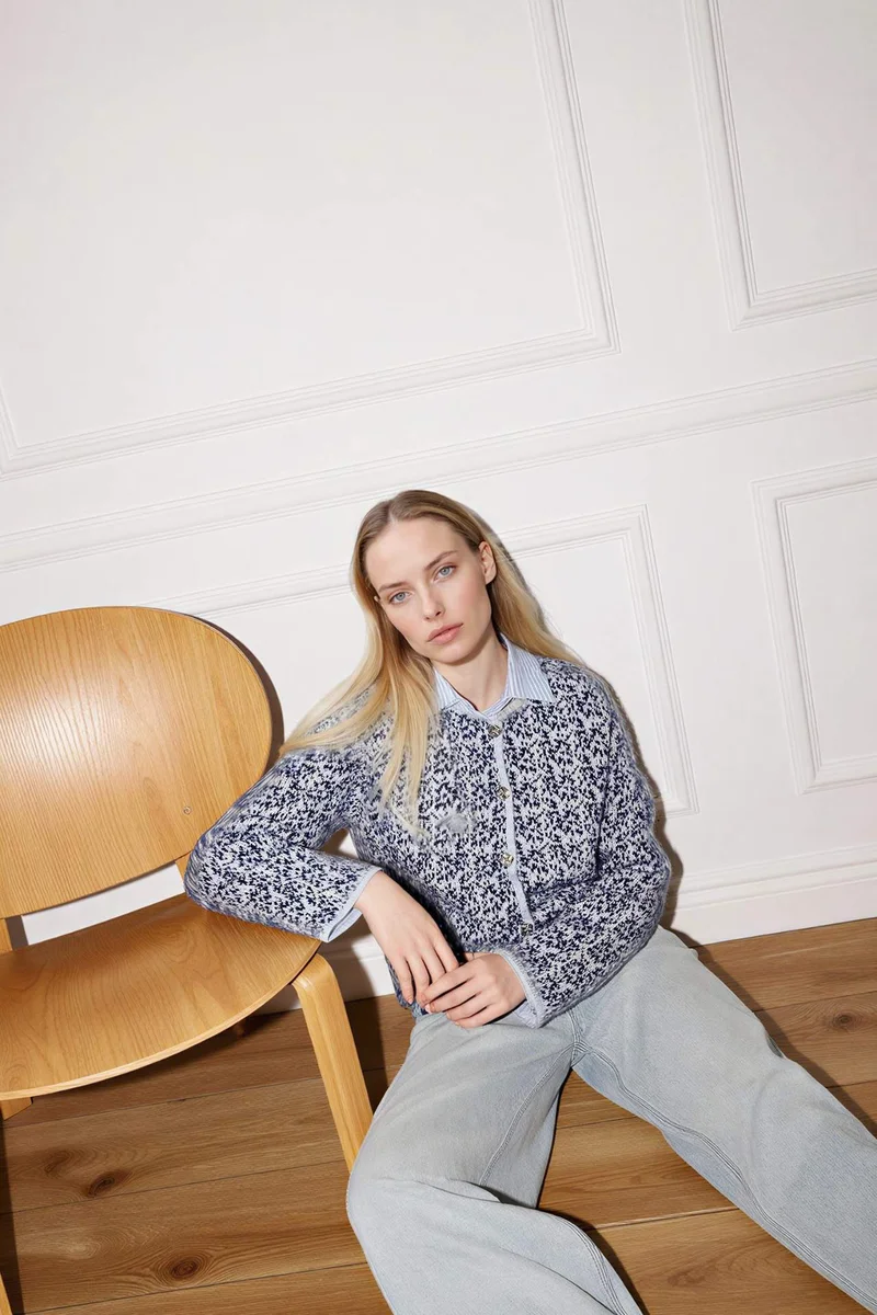 DeFacto Regular Fit Crew Neck Knitwear Cardigan