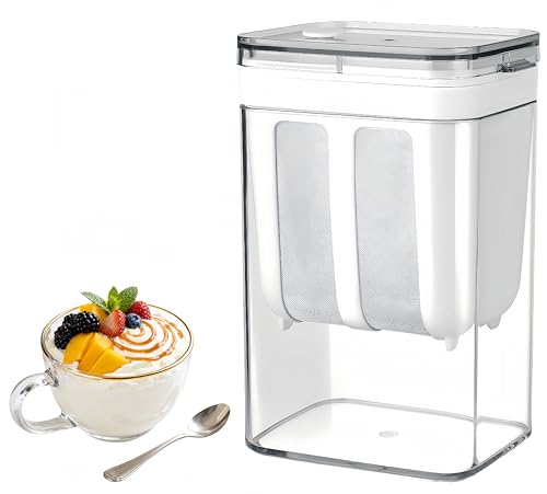 FindXeink Yogurt Strainer—[1.16QT/0.29GAL] Total & [0.55QT/0.1375GAL] Filter, Greek Yogurt Strainer Yogurt Press, BPA-Free PP Strainer for Whey Separation & Greek Yogurt Maker(Total1.16QT) - Image 1
