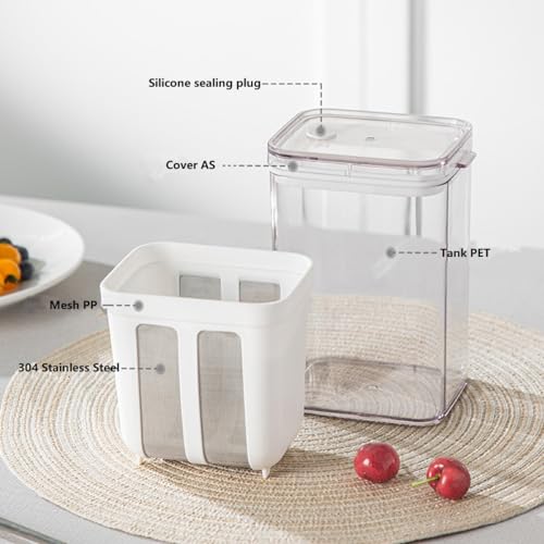 FindXeink Yogurt Strainer—[1.16QT/0.29GAL] Total & [0.55QT/0.1375GAL] Filter, Greek Yogurt Strainer Yogurt Press, BPA-Free PP Strainer for Whey Separation & Greek Yogurt Maker(Total1.16QT) - Image 3