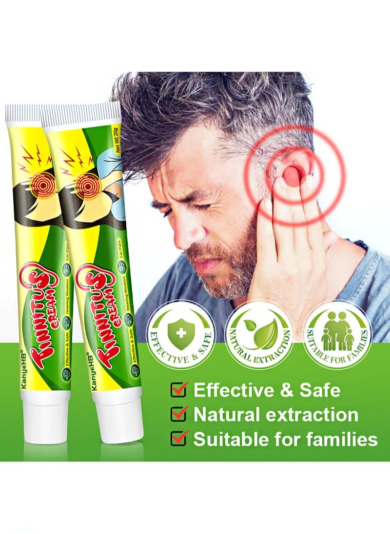 20G Tinnitus Cream,Natural Herbal, Earache And Tinnitus Treatment Cream, Relieve Tinnitus, Ear Analgesia, Suitable For Men And Women (2 PCS)