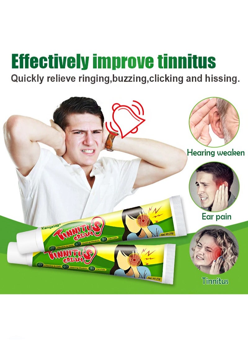 20G Tinnitus Cream,Natural Herbal, Earache And Tinnitus Treatment Cream, Relieve Tinnitus, Ear Analgesia, Suitable For Men And Women (2 PCS)