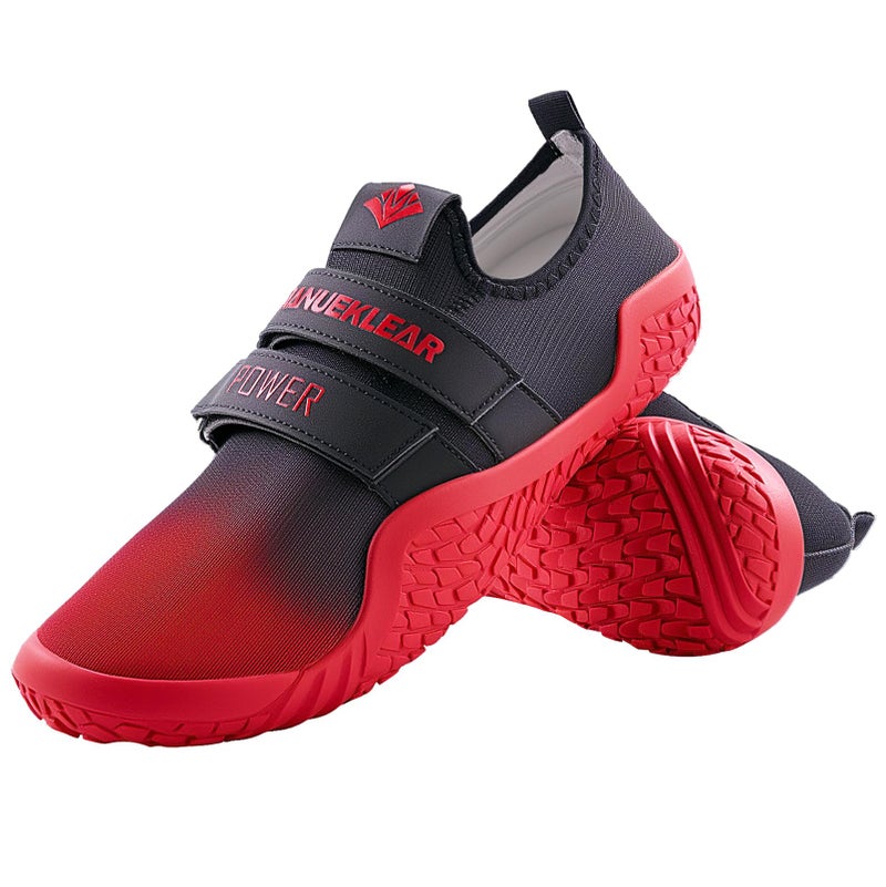 MANUEKLEAR Deadlift Shoe Weight Lifting Shoes for Men Women Weightlifting Squat Shoes Fitness CrossTrainer Barefoot Gym Training Sneakers Gradient Red