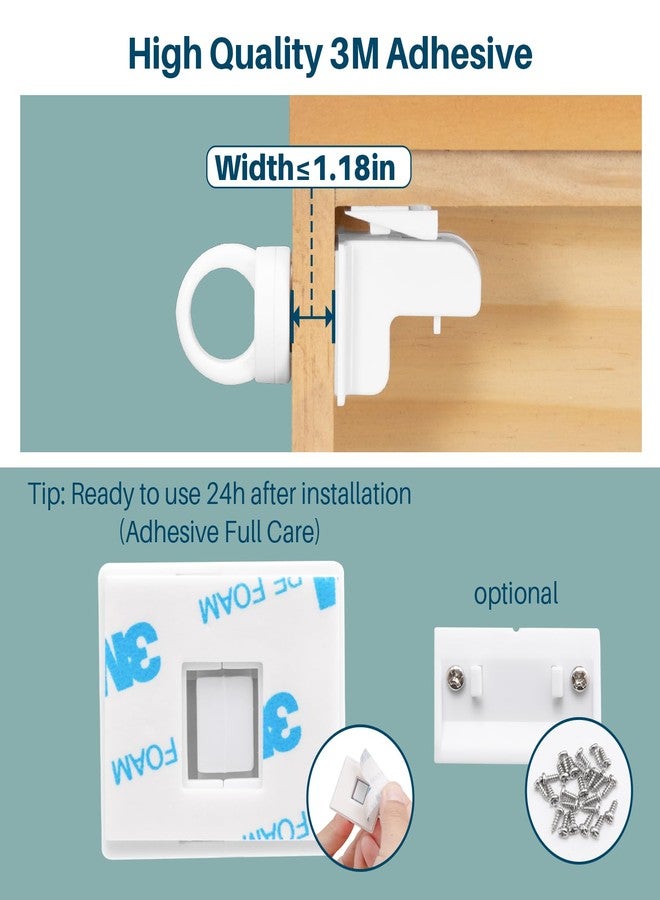 Inaya Magnetic Cabinet Locks Baby Proofing (20 Locks & 2 Keys), Child Safety Magnet Locks for Cabinets & Drawers with Invisible Design, 3M Adhesive for Easy Installation - No Drill & Tool Needed - Image 5