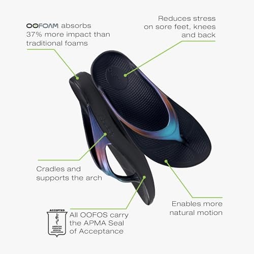 OOFOS صندل OOFOS OOlala Luxe للتعافي، طيف منتصف الليل - مقاس النساء 9 - Image 4