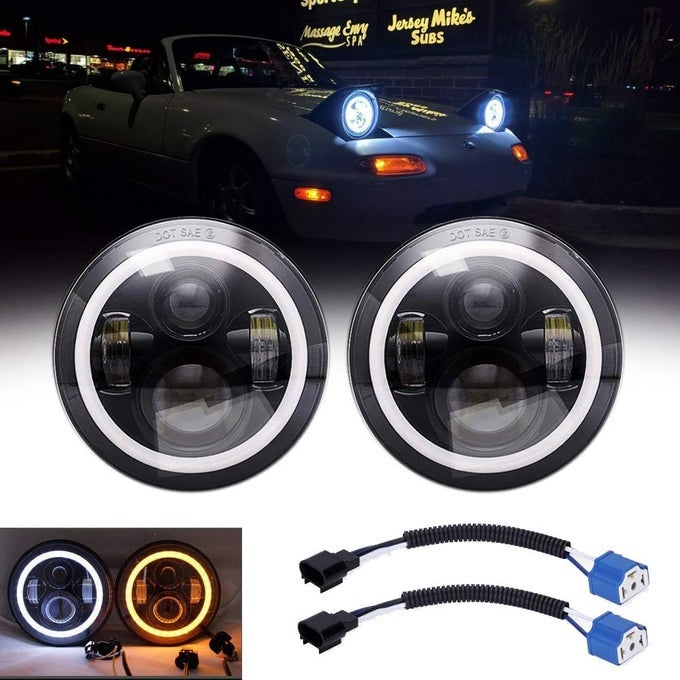 Baagialdic 1 Pair High Low Turn Led Headlight For Mazda Miata Mx5 Mx-5 H6024 90-97 Amber