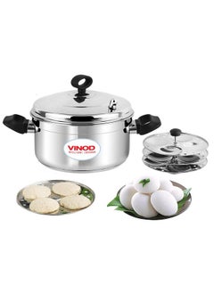 VINOD Vinod Classic Stainless Steel Idli Maker Cooker - 4 Deeper Plates (16 Idlis) / Idli Steamer/Idly Stand/Plump Fluffy Idlies/SAS Bottom/Induction & Gas Base - 2 Year Warranty  - Image 1