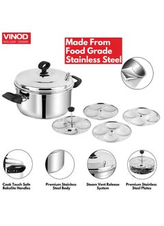 VINOD Vinod Classic Stainless Steel Idli Maker Cooker - 4 Deeper Plates (16 Idlis) / Idli Steamer/Idly Stand/Plump Fluffy Idlies/SAS Bottom/Induction & Gas Base - 2 Year Warranty  - Image 5