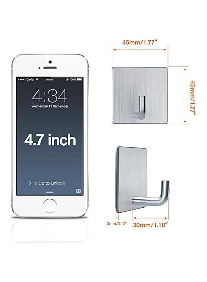 Adhesive Hooks Coat Hooks Heavy Duty Wall Hooks for Hanging Bathroom Kitchen Home Stick on Wall Silver-4 Packs  - Image 3