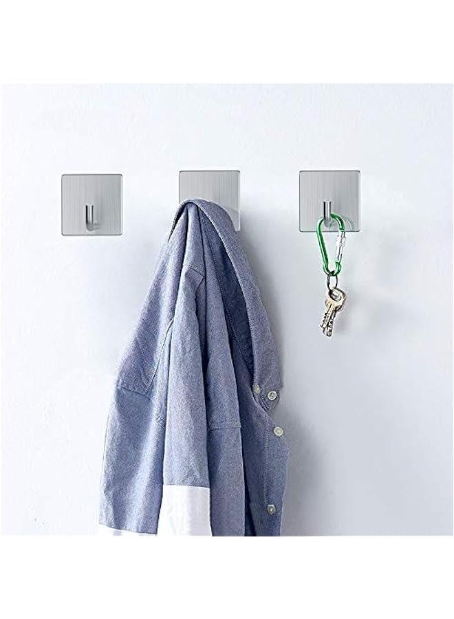 Adhesive Hooks Coat Hooks Heavy Duty Wall Hooks for Hanging Bathroom Kitchen Home Stick on Wall Silver-4 Packs  - Image 4