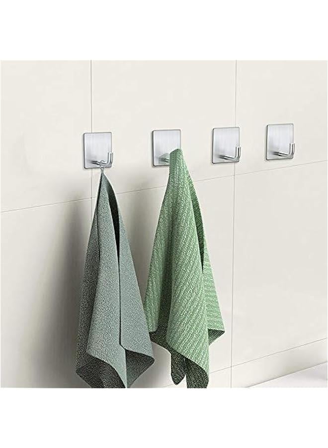 Adhesive Hooks Coat Hooks Heavy Duty Wall Hooks for Hanging Bathroom Kitchen Home Stick on Wall Silver-4 Packs  - Image 2