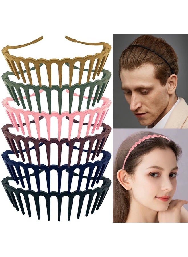 LAPOHI 6 PCS Zig Zag Headbands for Women and Girls Shark Teeth Plastic Hair Band 90s Non Slip Comb Spike Clear Headband - Image 1