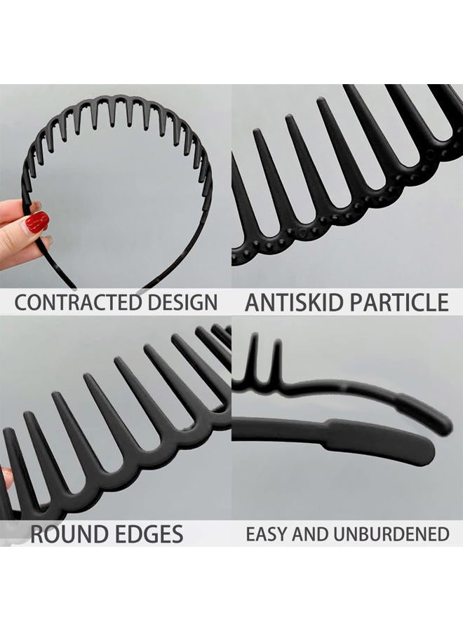 LAPOHI 6 PCS Zig Zag Headbands for Women and Girls Shark Teeth Plastic Hair Band 90s Non Slip Comb Spike Clear Headband - Image 4