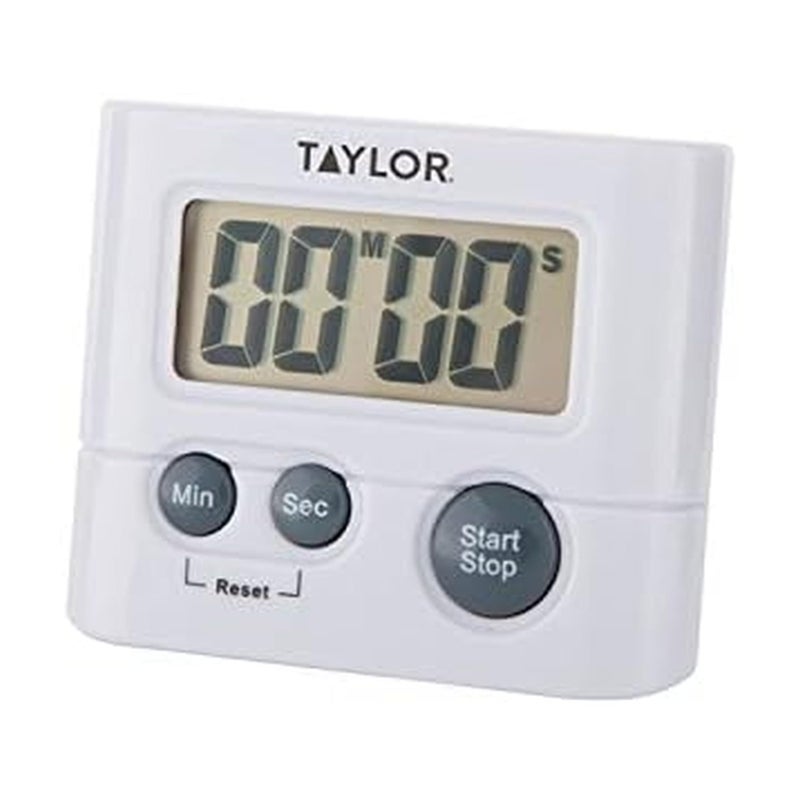 Taylor Digital Timer with 99 Minute 59 Second Display, Easy to Use, White Compact Design for Kitchen Cooking, Baking, and Timing Needs