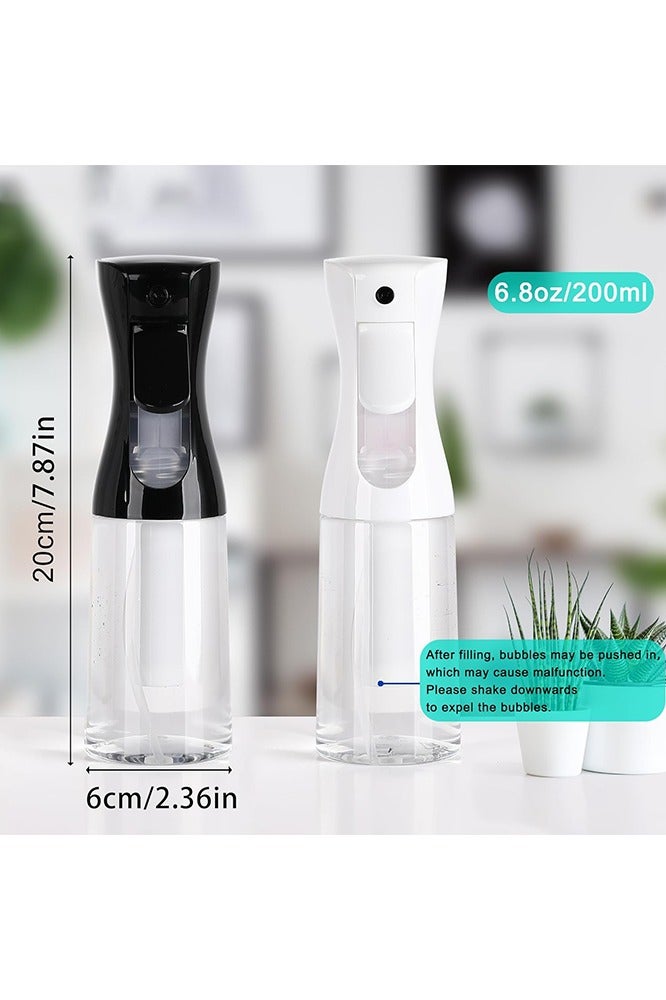 QIRRA 2 Pack Continuous Spray Bottle, 200ml Hair Mister Spray Bottle, Fine Mist Water Spray Bottle for Salons,Barber, Plants, Skin Care, Cleaning (Black & White) - Image 2