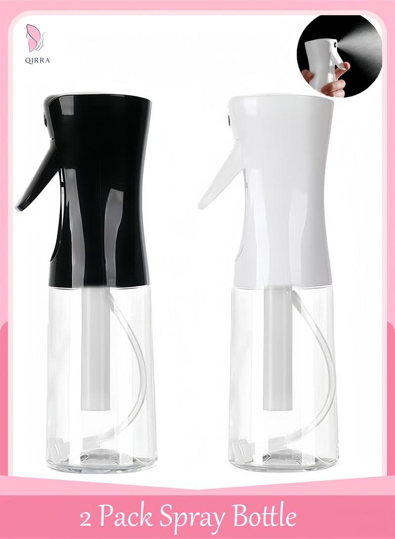 QIRRA 2 Pack Continuous Spray Bottle, 200ml Hair Mister Spray Bottle, Fine Mist Water Spray Bottle for Salons,Barber, Plants, Skin Care, Cleaning (Black & White) - Image 1