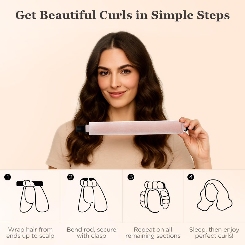 ZHENSILK Heatless Hair Curler Set â€“ 4PCS Velvet Overnight Blowout Rods for Heatless Curls, Jumbo Flexible Curling Rods to Sleep In, No Heat Curling Tools for Natural Waves and Curls Pink - Image 2