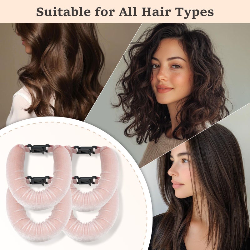ZHENSILK Heatless Hair Curler Set â€“ 4PCS Velvet Overnight Blowout Rods for Heatless Curls, Jumbo Flexible Curling Rods to Sleep In, No Heat Curling Tools for Natural Waves and Curls Pink - Image 4