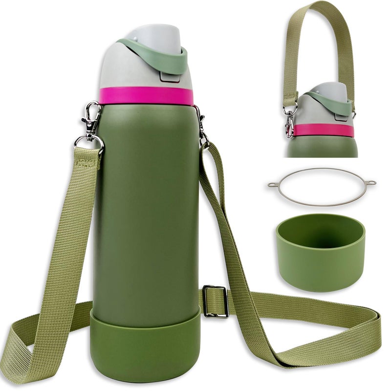 SITKOL Silicone Boot Set for Owala 24 oz Water Bottle - Non-Slip Sleeve, Shoulder Strap & Handle Strap, Fits Owala FreeSip & Tumbler, Camo Cool - Image 1