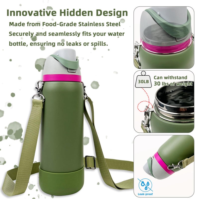 SITKOL Silicone Boot Set for Owala 24 oz Water Bottle - Non-Slip Sleeve, Shoulder Strap & Handle Strap, Fits Owala FreeSip & Tumbler, Camo Cool - Image 2