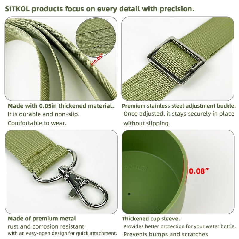 SITKOL Silicone Boot Set for Owala 24 oz Water Bottle - Non-Slip Sleeve, Shoulder Strap & Handle Strap, Fits Owala FreeSip & Tumbler, Camo Cool - Image 4