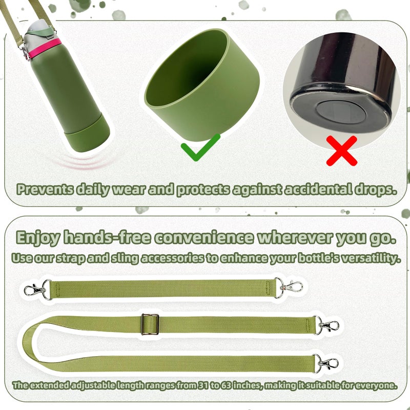 SITKOL Silicone Boot Set for Owala 24 oz Water Bottle - Non-Slip Sleeve, Shoulder Strap & Handle Strap, Fits Owala FreeSip & Tumbler, Camo Cool - Image 3