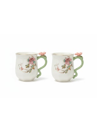 Angela Porcelain Mug 2PCS Set | 400ml | Floral Botanical Design