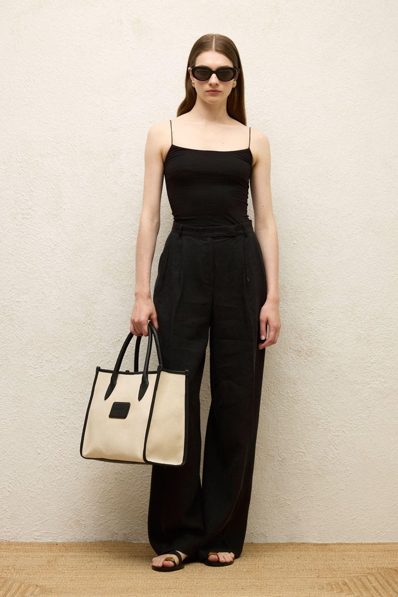 Manuka Linen Palazzo Trousers Black  - Image 5
