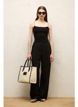 Manuka Linen Palazzo Trousers Black  - Image 2