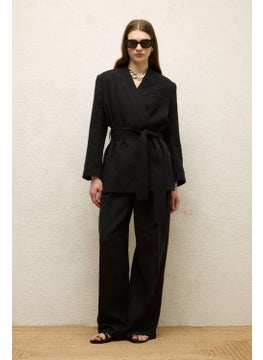 Manuka Linen Palazzo Trousers Black  - Image 1