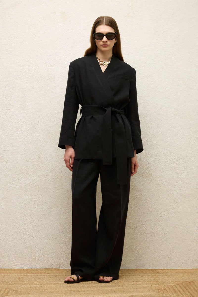 Manuka Linen Palazzo Trousers Black  - Image 1