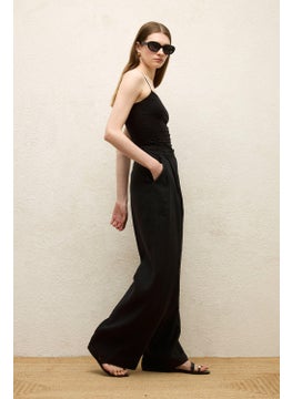 Manuka Linen Palazzo Trousers Black  - Image 4