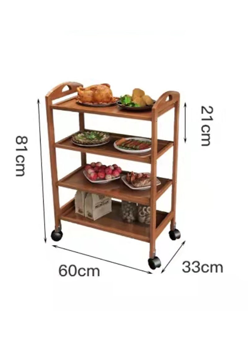 LINGWEI - Food Serving Trolly Bamboo Cart 60x81x33cm - Image 1