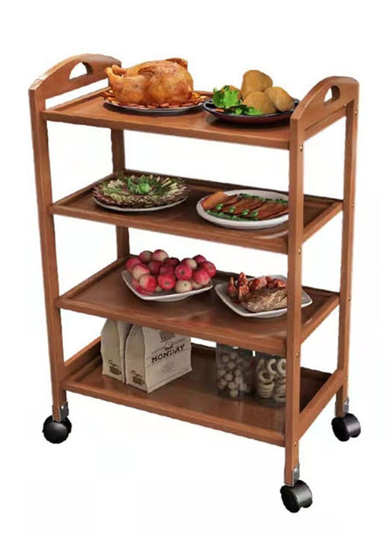 LINGWEI - Food Serving Trolly Bamboo Cart 60x81x33cm - Image 1