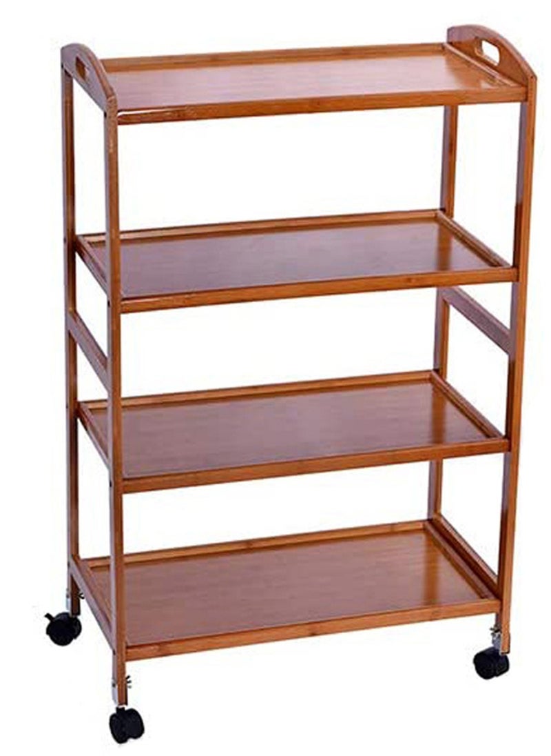 LINGWEI - Food Serving Trolly Bamboo Cart 60x81x33cm - Image 1