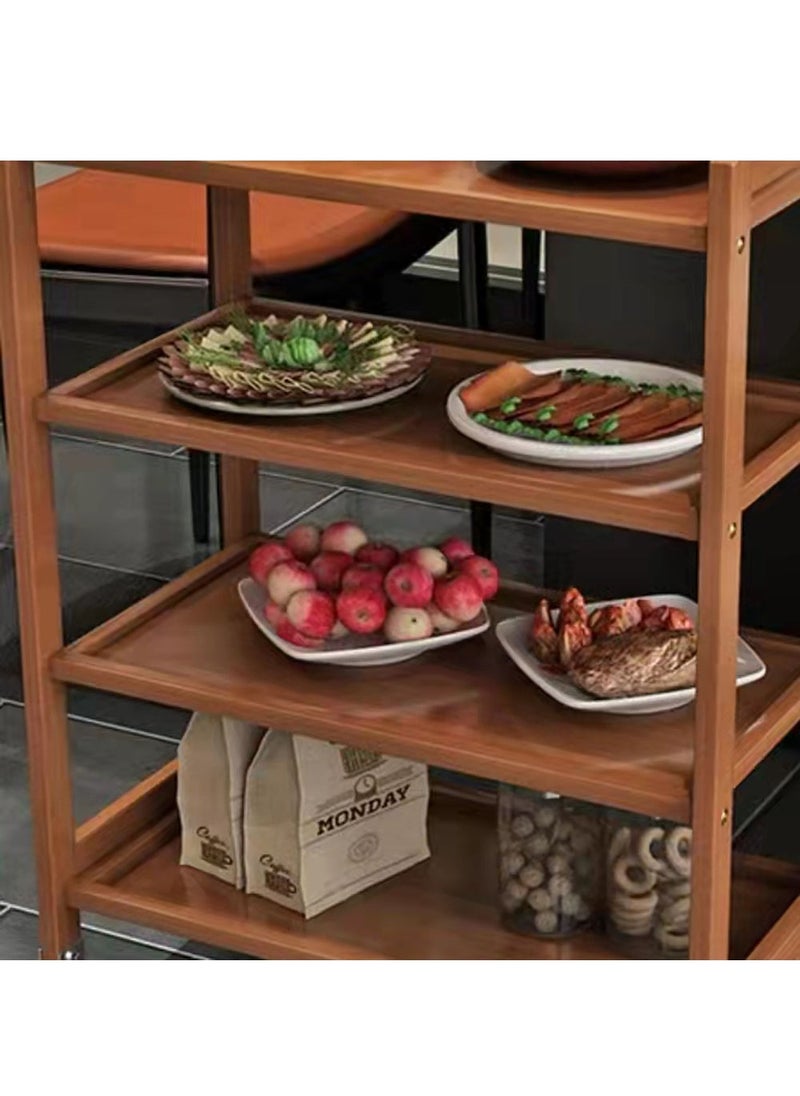 LINGWEI - Food Serving Trolly Bamboo Cart 60x81x33cm - Image 1