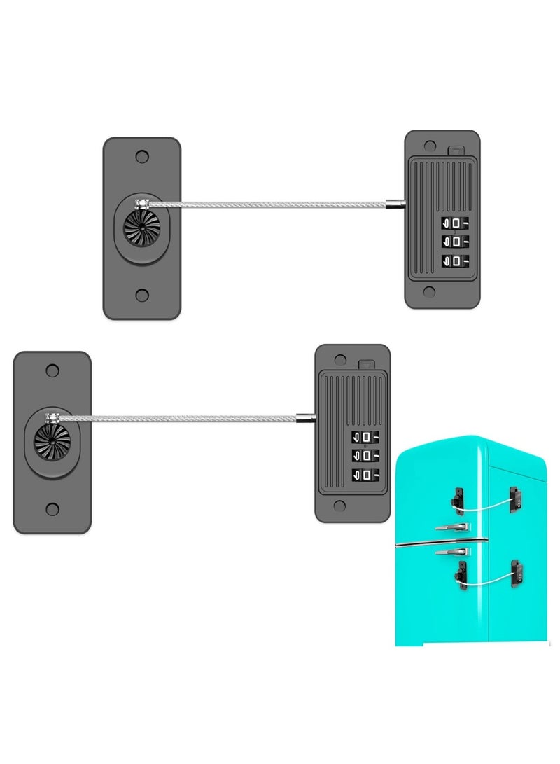 SOLARAE Refrigerator Lock, Fridge Lock with Password, Strong Durable Duty Upgraded Multifunctional Cabinet Locks for Refrigerator, for Refrigerator, Cabinets and Drawers, Closets, Windows, Doors (Black) - Image 1