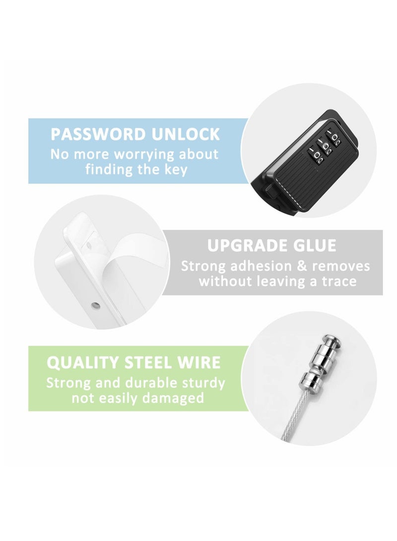 SOLARAE Refrigerator Lock, Fridge Lock with Password, Strong Durable Duty Upgraded Multifunctional Cabinet Locks for Refrigerator, for Refrigerator, Cabinets and Drawers, Closets, Windows, Doors (Black) - Image 3