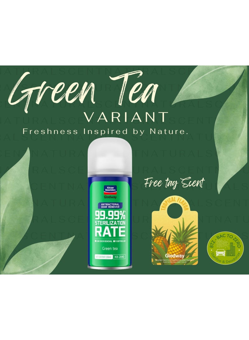 Glodway Car Air Refresher Spray, Odor Eliminator with Green Tea Scent, 150 ml - Image 1