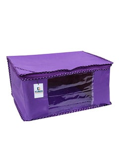 Kuber Industries Kuber Industries Non-Woven Foldable Solid Saree Covers With Zip|Wardrobe Organizer For Clothes|Transparent Window Keep 8 To 10 Saree|Suitable For Lehenga, Suit, Dress|Pack Of 9 (Purple)  - Image 3