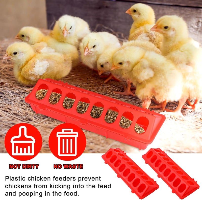 Chengu 4 Plastic Flip Top Bird Small Poultry Feeder for Pigeon Chicken Feeder Small Poultry Feeder Drinker Duckling Quail Feeder No Mess No Waste Multihole Birds Feeding Dish Dispenser (Red) - Image 5