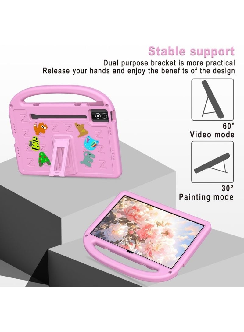 VKL Kids Case for Lenovo Idea Tab Pro 12.7 inch 2025 TB373FU TB375FC, [Kids Friendly] DIY Cute Cartoon Lightweight EVA Shockproof Handle Stand Protective Cover (Pink) - Image 5
