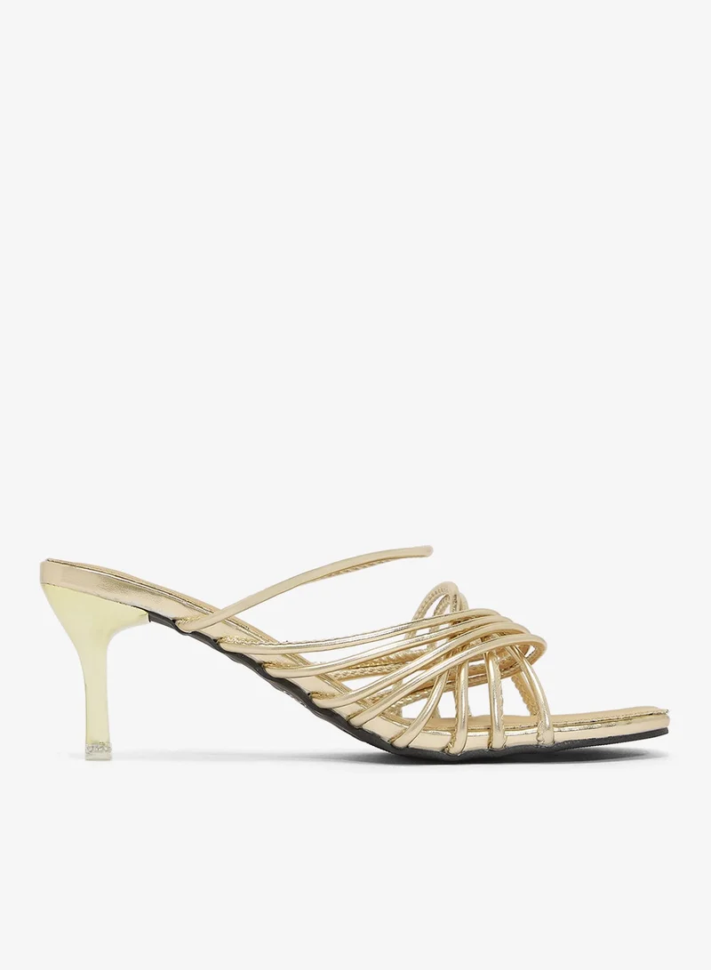 Ella Gold Mid Heel Gold Wire Detail Heels for Women | Best Price UAE