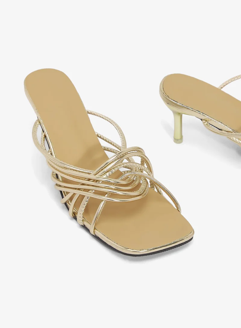 Ella Gold Mid Heel Gold Wire Detail Heels for Women | Best Price UAE