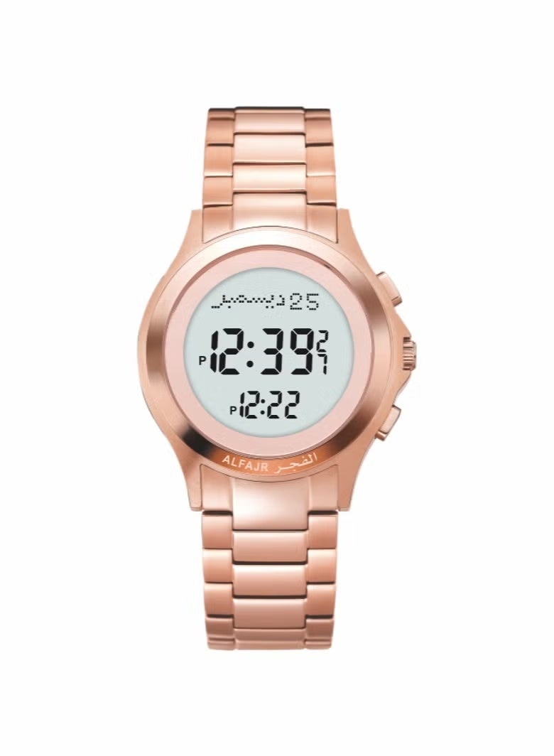 الفجر ساعة رقمية مقاومة للماء WR02 للرجال - 35 ملم - ذهبي وردي - Image 1