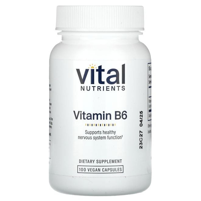 Vital Nutrients Vitamin B6 100 Vegan Capsules (100 mg per Capsule) - Image 1