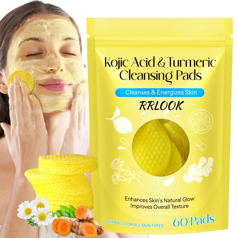Generic Turmerics Cleansing Exfoliating Pad Turmeric Kojic Acids Pads Turmerics Kojics Acid Infused Foaming Exfoliating Pads 1 Pack 60 count  - Image 1